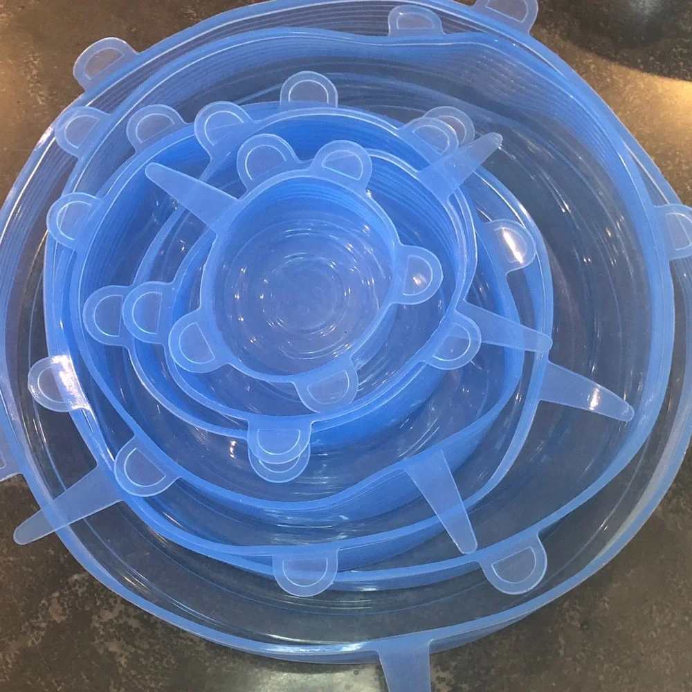 Set of 7 Flexible Silicone Stretch Lids - Blue Nesting Set